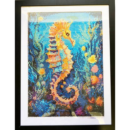 Diamond Dot Art - Framed Canvas - Handmade Crafts - 17 x 13 Seahorse by Daniella Messamore
