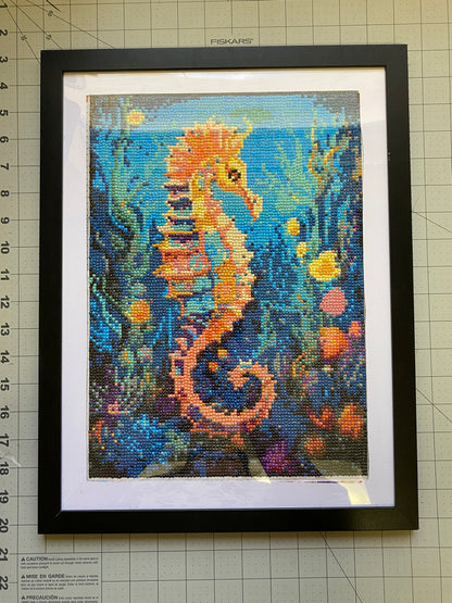 Diamond Dot Art - Framed Canvas - Handmade Crafts - 17 x 13 Seahorse by Daniella Messamore