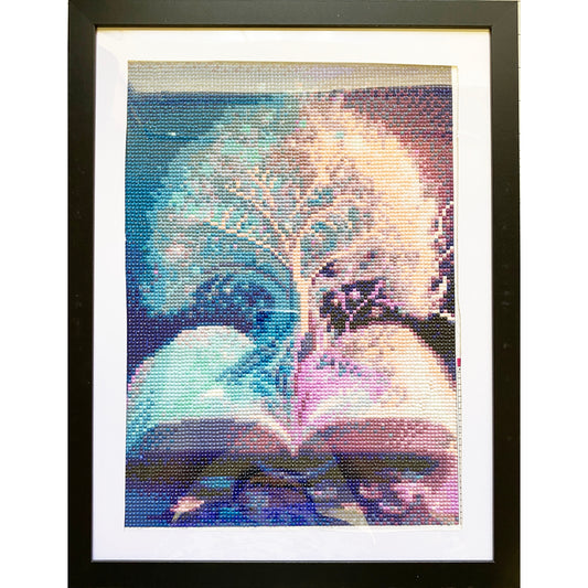 Diamond Dot Art - Framed Canvas - Handmade Crafts - 17 x 13 Tree and Book by Alex Rejkowski
