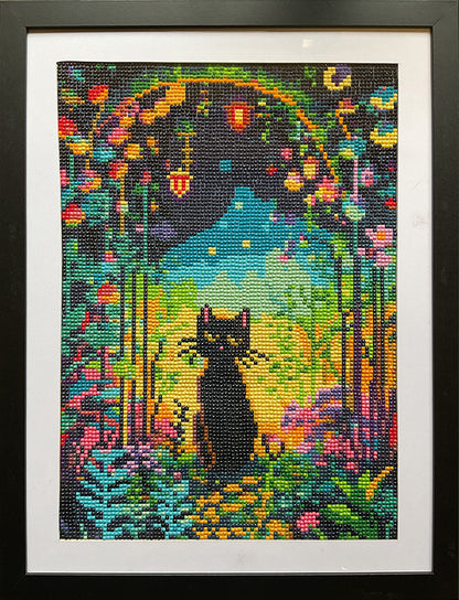 Diamond Dot Art - Framed Canvas - Handmade Crafts - 13 x 17 Cat by Morgan Fox