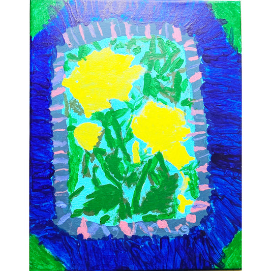 Framed Acrylic Painting on Stretched Canvas Original Fine Art 14-inch x 11-inch by Flowers by Dawn Weaver