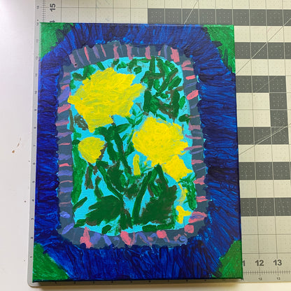 Framed Acrylic Painting on Stretched Canvas Original Fine Art 14-inch x 11-inch by Flowers by Dawn Weaver