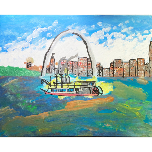 Framed Acrylic Painting on Stretched Canvas Original Fine Art 20-inch x 16-inch by Boat by Jeffrey Kohler-Crowe and Lukas Miller