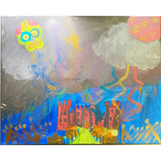 Framed Acrylic Painting on Stretched Canvas Original Fine Art 20-inch x 16-inch by Sugar Skull by Jeffrey Kohler-Crowe and Lukas Miller