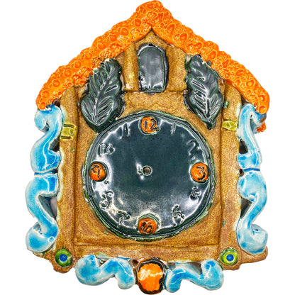 Handmade Ceramic Arts: Glazed 7.5-inch x 6.5-inch Clock by Lisa Uptain