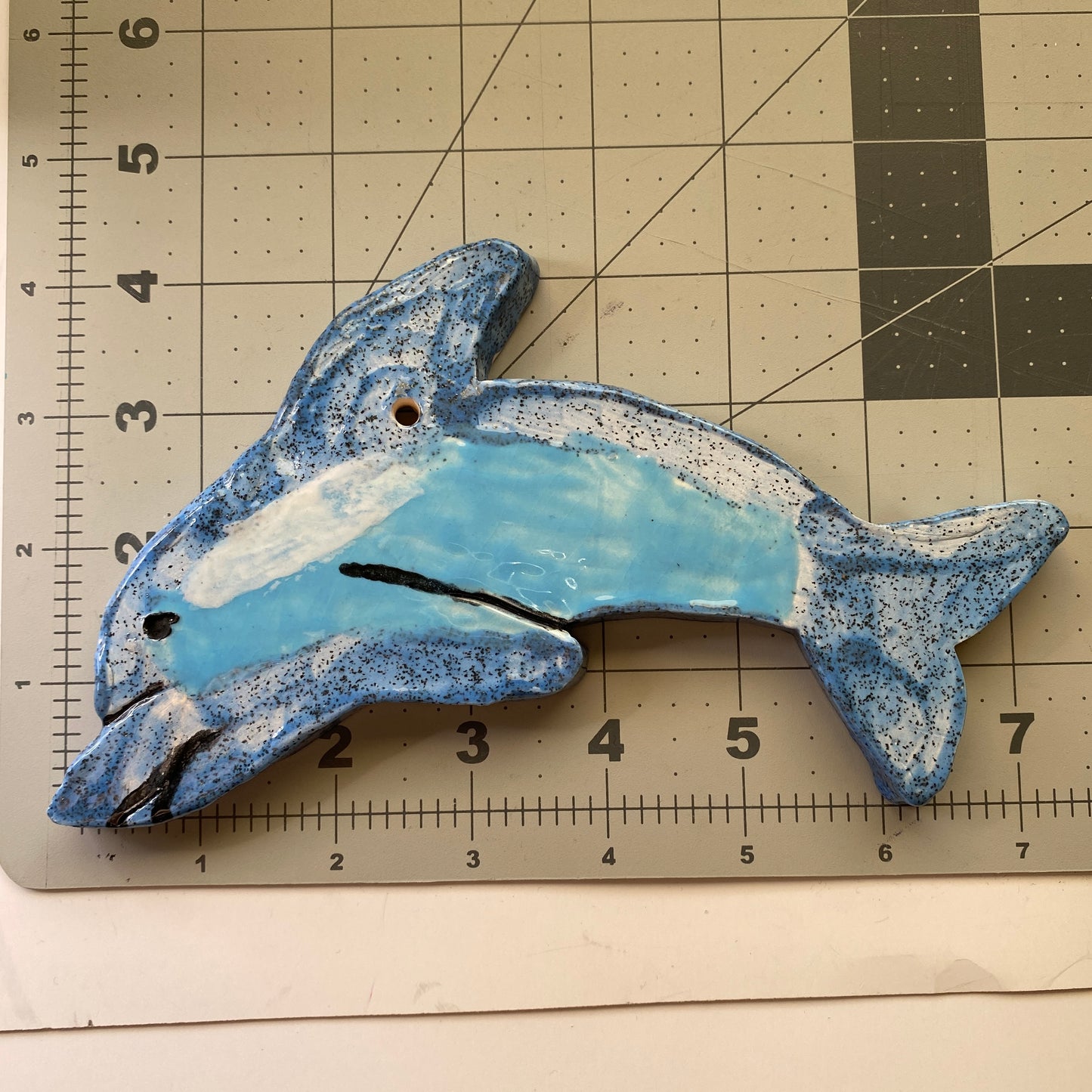 Handmade Ceramic Arts: Glazed Dolphin 7.5-inch x 4-inch by Angelina Vida White