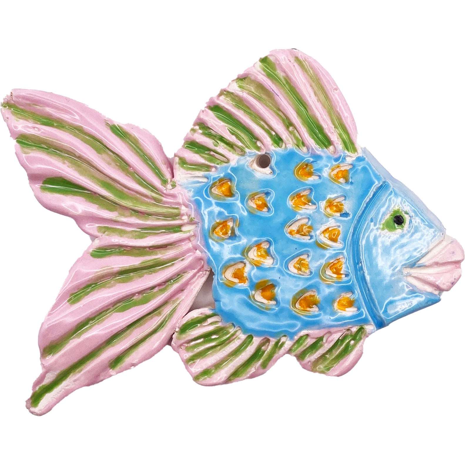 Handmade Ceramic Arts: Glazed Fish 5-inch x 4-inch by Isaac Caballero and Karissa Archer