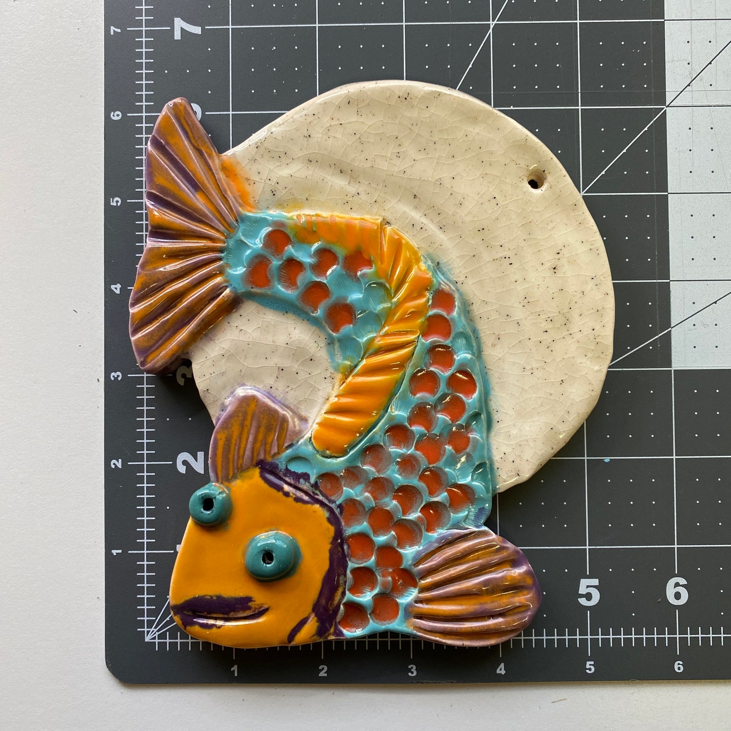 Handmade Ceramic Arts: Glazed Fish 6.5-inch x 5.5-inch by Lisa Uptain