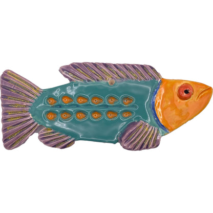 Handmade Ceramic Arts: Glazed Fish 8-inch x 3-inch by Lisa Uptain and Karissa Archer