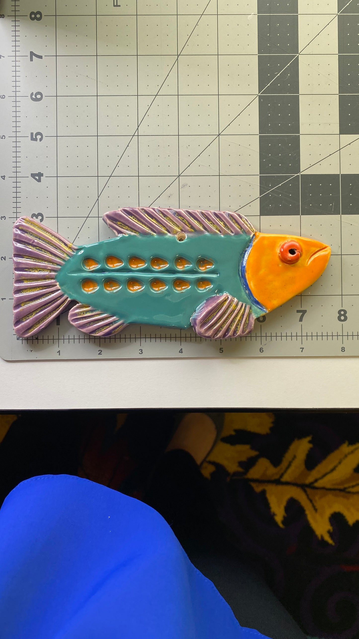 Handmade Ceramic Arts: Glazed Fish 8-inch x 3-inch by Lisa Uptain and Karissa Archer