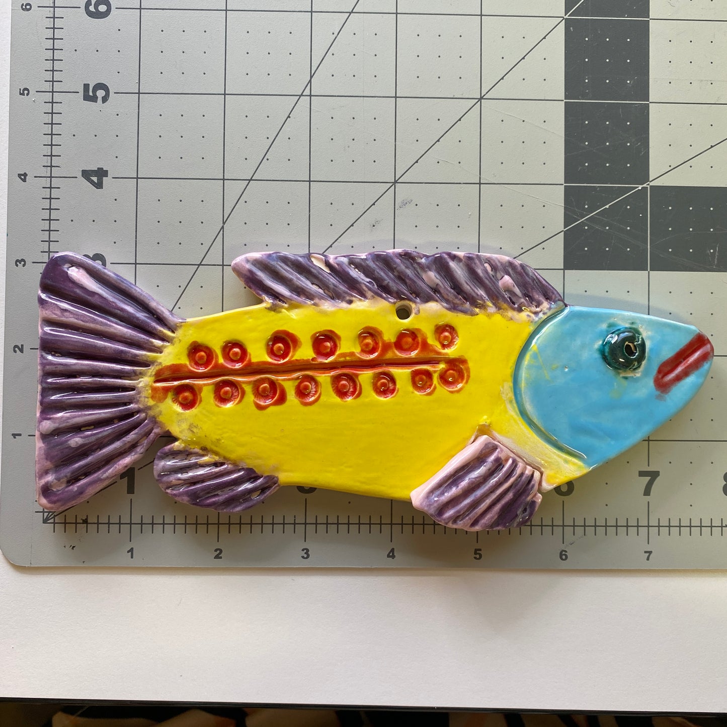 Handmade Ceramic Arts: Glazed Fish 8-inch x 3-inch by Lisa Uptain and Terri Smith