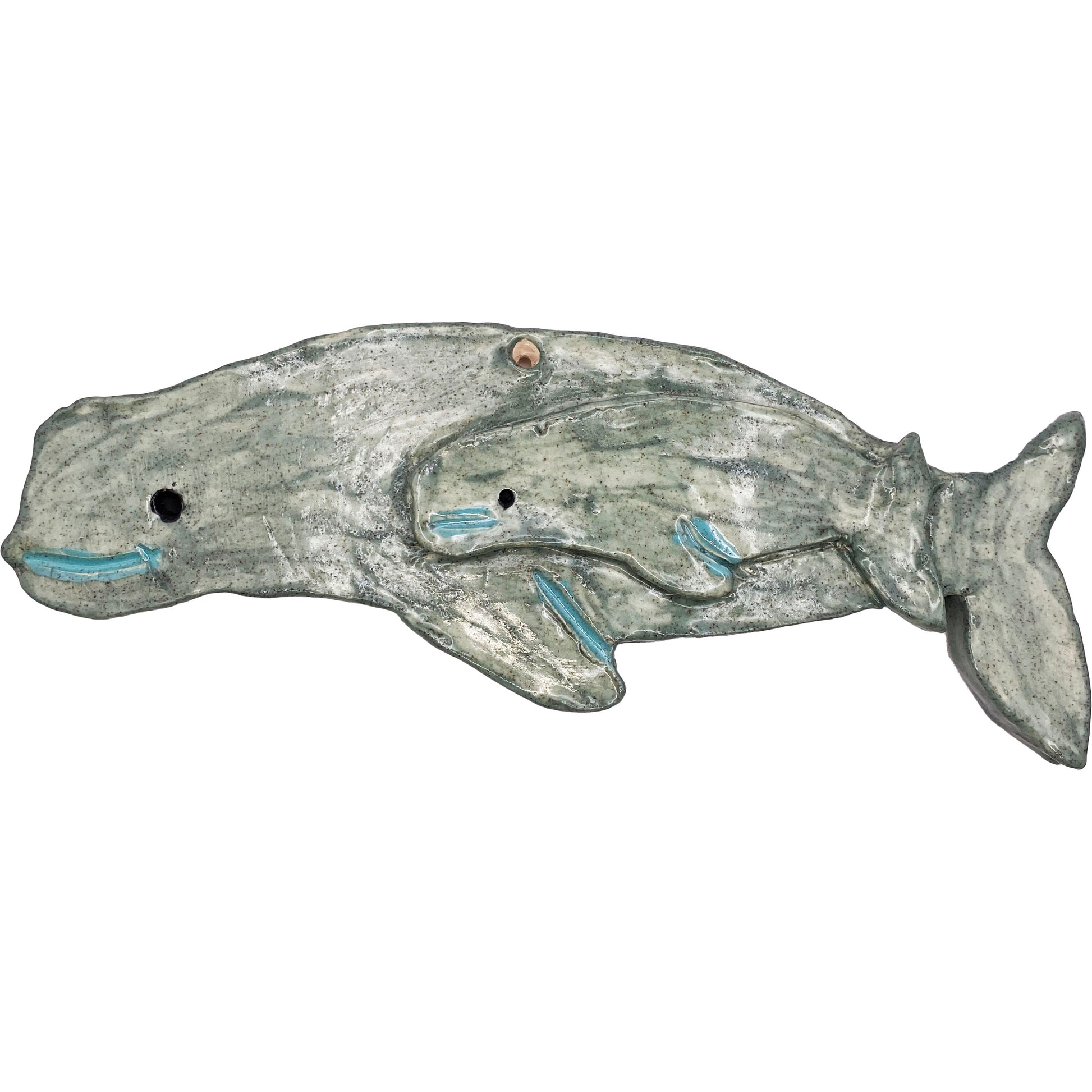 Handmade Ceramic Arts: Glazed Fish 9-inch x 3-inch Whale by Piper Roberson