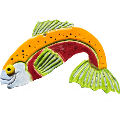 Handmade Ceramic Arts: Glazed Fish Salmon 9-inch x 5-inch by Lisa Uptain and Jennifer Horne