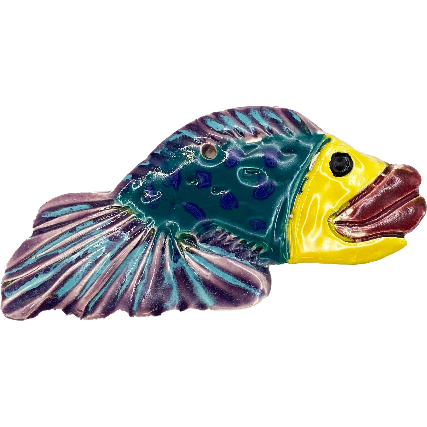 Handmade Ceramic Arts: Glazed Fish by 5.5-inch x 2.5-inch by Isaac Caballero