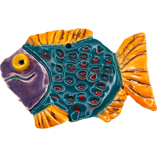 Handmade Ceramic Arts: Glazed Fish with Eye 6-inch x 4-inch by Brooke Winham