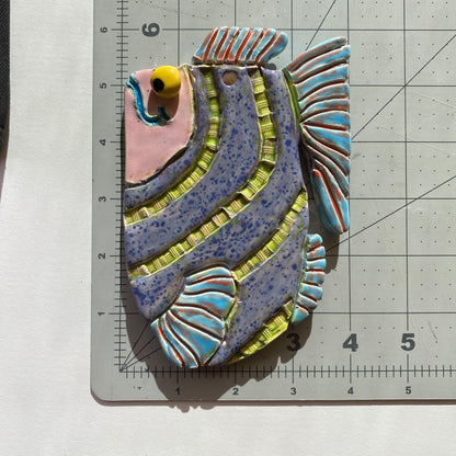 Handmade Ceramic Arts: Glazed Fish with Eye 6-inch x 4-inch by Terri Smith