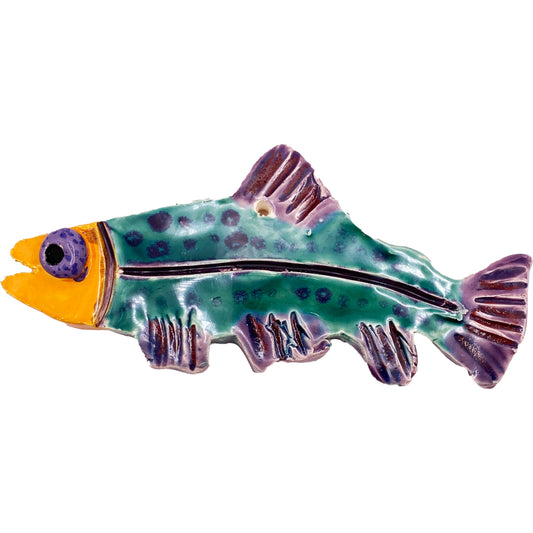 Handmade Ceramic Arts: Glazed Fish with Eye 7-inch x 3-inch by Breanne Wright