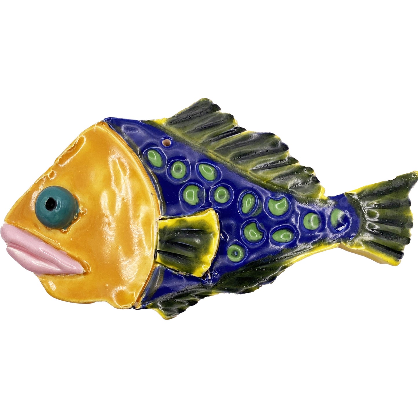 Handmade Ceramic Arts: Glazed Fish with Eye 7-inch x 3-inch by Ryan Imhoff