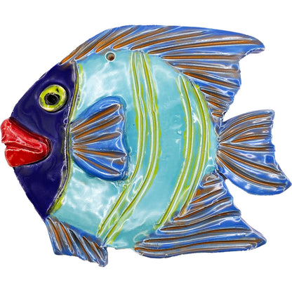 Handmade Ceramic Arts: Glazed Fish with Eye and Lips 6-inch x 5-inch by Eric Stacy and Lisa Uptain