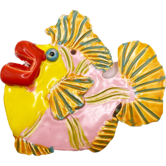 Handmade Ceramic Arts: Glazed Fish with Eye and Lips 6-inch x 5-inch by Lisa Uptain and Brooke Winham