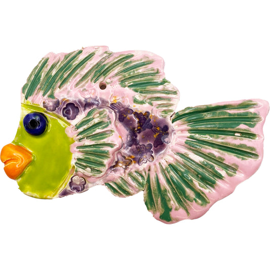 Handmade Ceramic Arts: Glazed Fish with Eye and Lips 6.5-inch x 4-inch by Lisa Uptain and Ben Levine