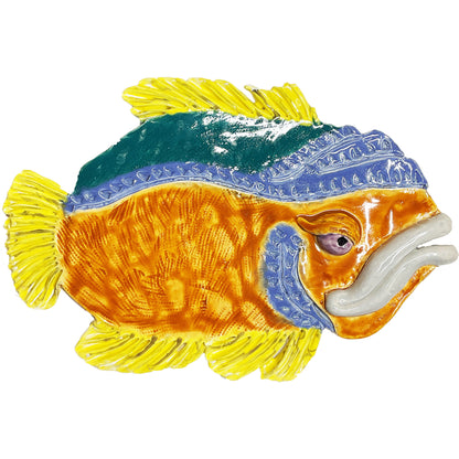 Handmade Ceramic Arts: Glazed Fish with Lips 11-inch x 7.5-inch by Lisa Uptain and Anonymous 4673