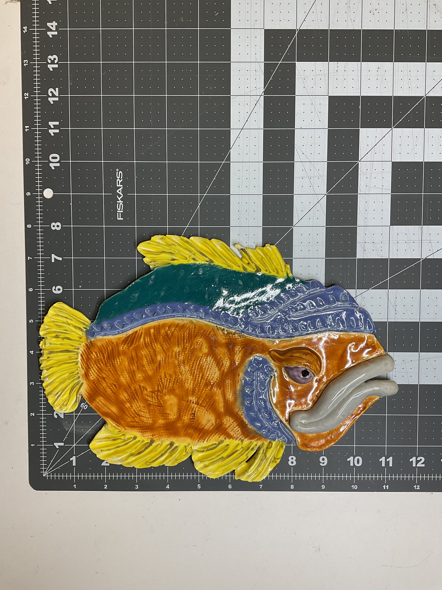 Handmade Ceramic Arts: Glazed Fish with Lips 11-inch x 7.5-inch by Lisa Uptain and Anonymous 4673