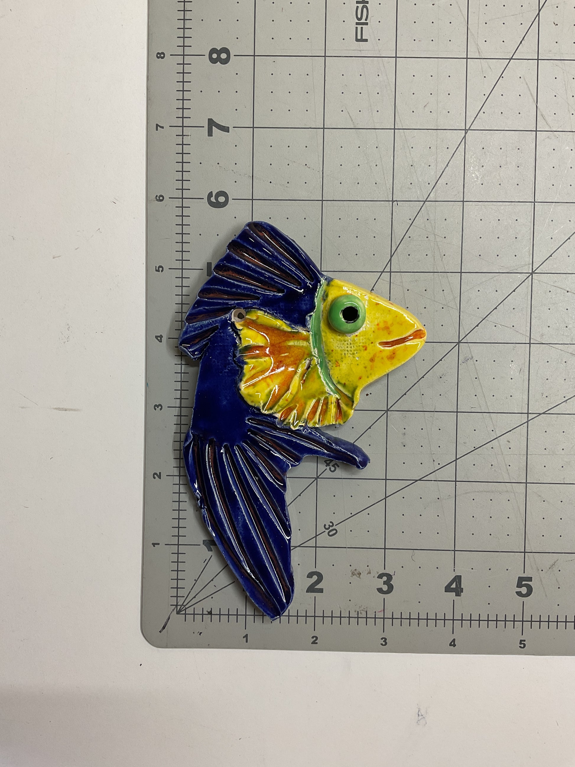 WATCH Resources Art Guild - Handmade Ceramic Arts: Glazed Fish 3.5-inch x 5.5-inch by Sandy Morris and Anonymous 4641