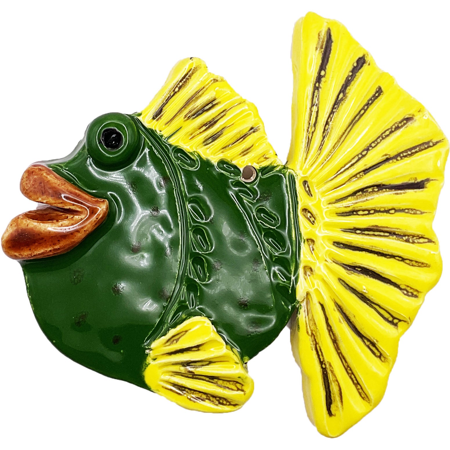 WATCH Resources Art Guild - Handmade Ceramic Arts: Glazed Fish with Lips 4.5-inch x 4-inch by Anonymous 4588
