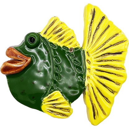 WATCH Resources Art Guild - Handmade Ceramic Arts: Glazed Fish with Lips 4.5-inch x 4-inch by Anonymous 4588