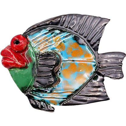 Handmade Ceramic Arts: Glazed Fish with Lips 4.5-inch x 4-inch by Ben Levine 4723