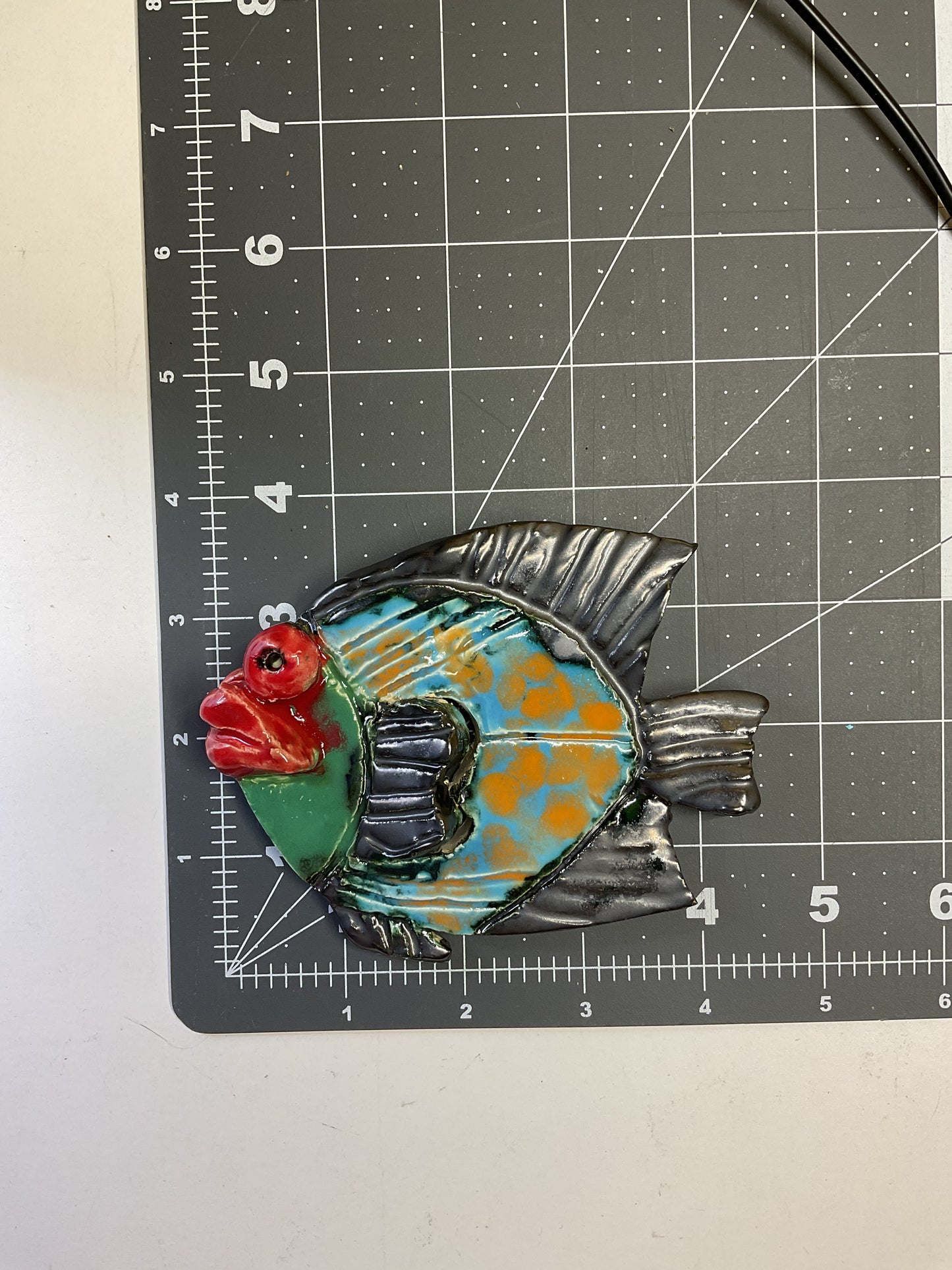 Handmade Ceramic Arts: Glazed Fish with Lips 4.5-inch x 4-inch by Ben Levine 4723