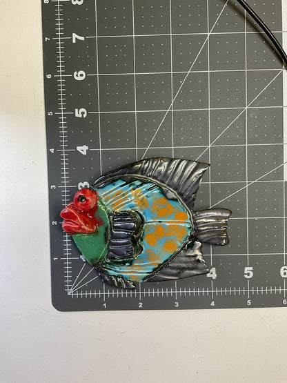 Handmade Ceramic Arts: Glazed Fish with Lips 4.5-inch x 4-inch by Ben Levine 4723
