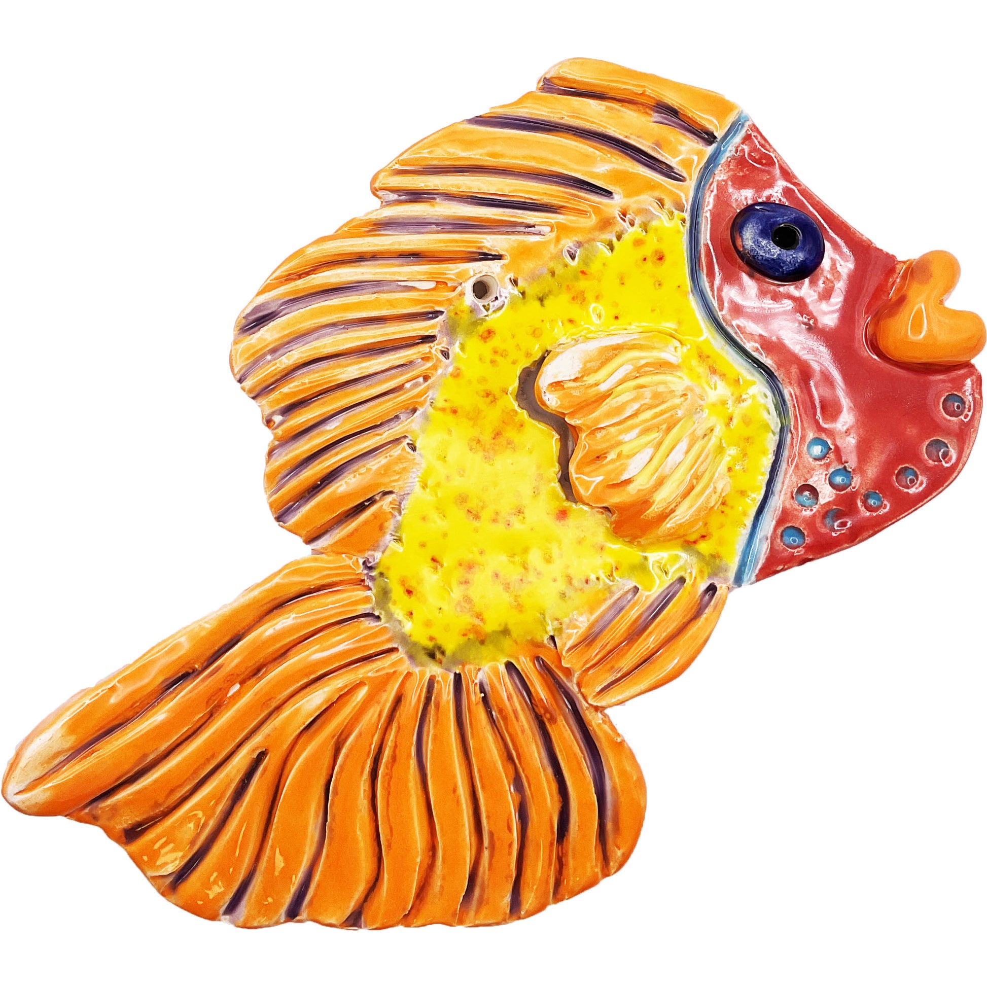 WATCH Resources Art Guild - Handmade Ceramic Arts: Glazed Fish with Lips 4.5-inch x 6-inch by Sandy Morris and Anonymous 4645