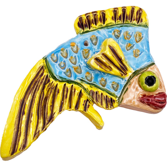 Handmade Ceramic Arts: Glazed Fish with Lips 5-inch x 3.5-inch by Eric Stacy