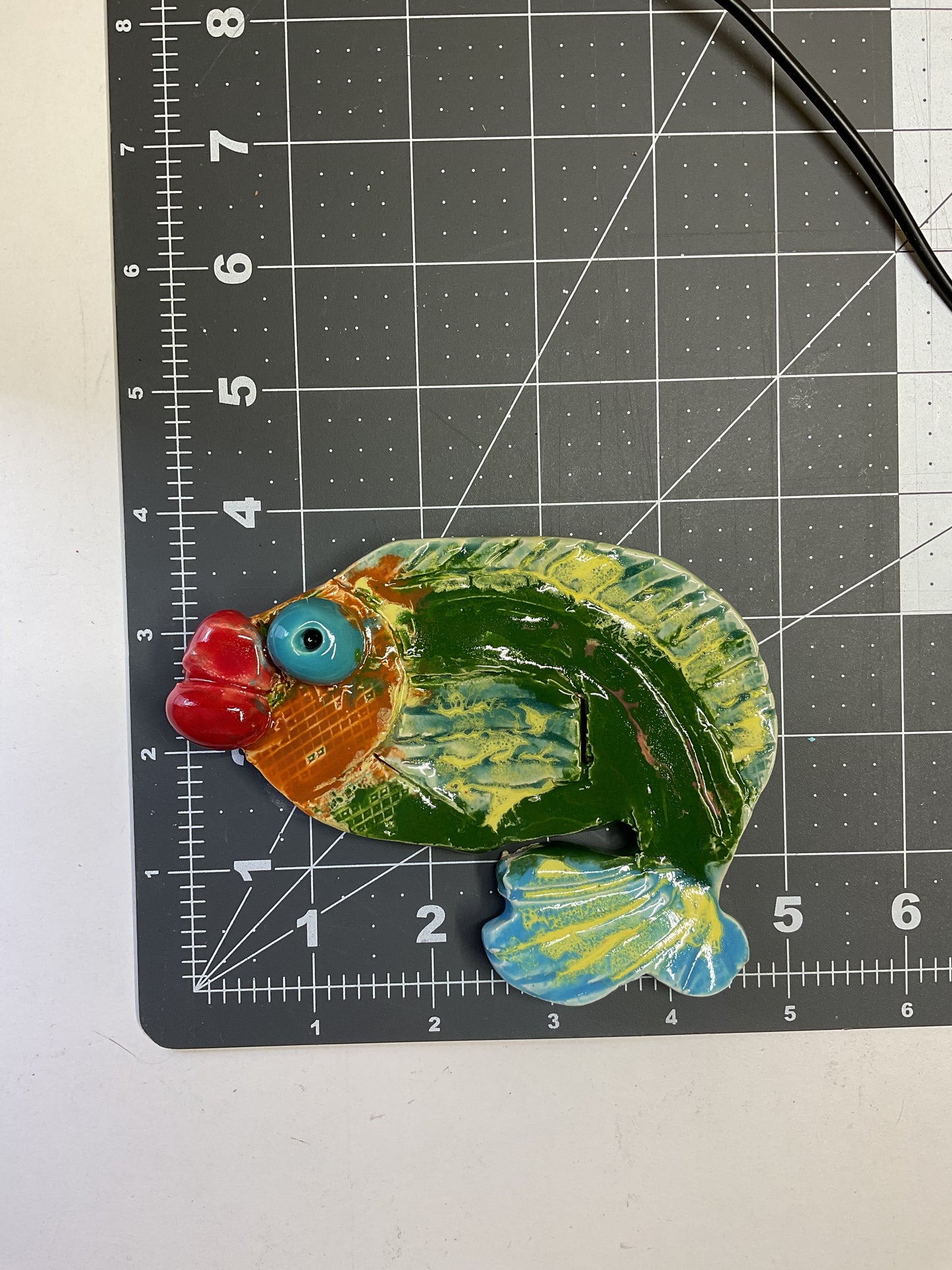 Handmade Ceramic Arts: Glazed Fish with Lips 5-inch x 4-inch by Ben Levine 4719