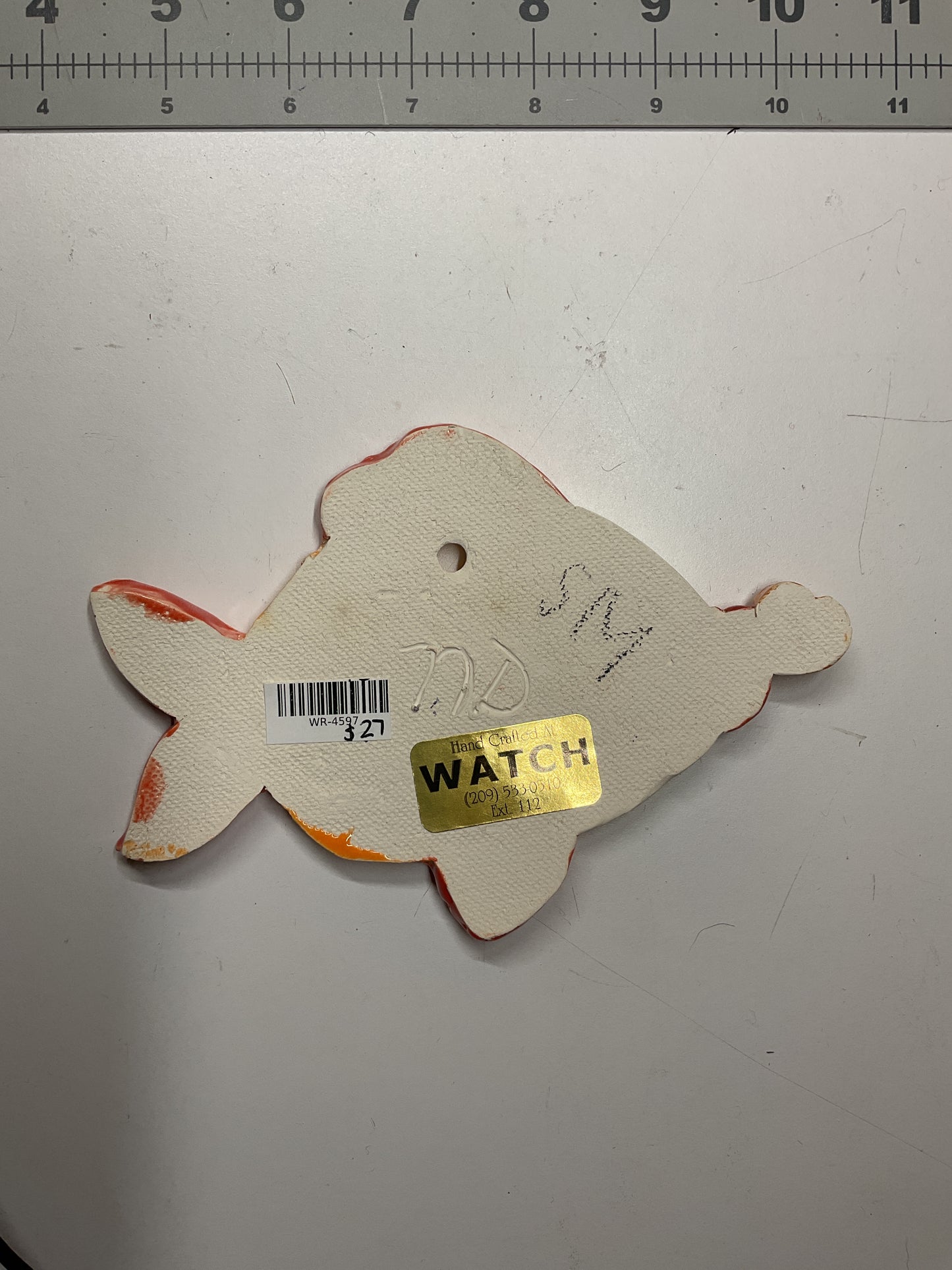 WATCH Resources Art Guild - Handmade Ceramic Arts: Glazed Fish with Lips 6-inch x 4.5-inch by Sandy Morris and Anonymous 4597