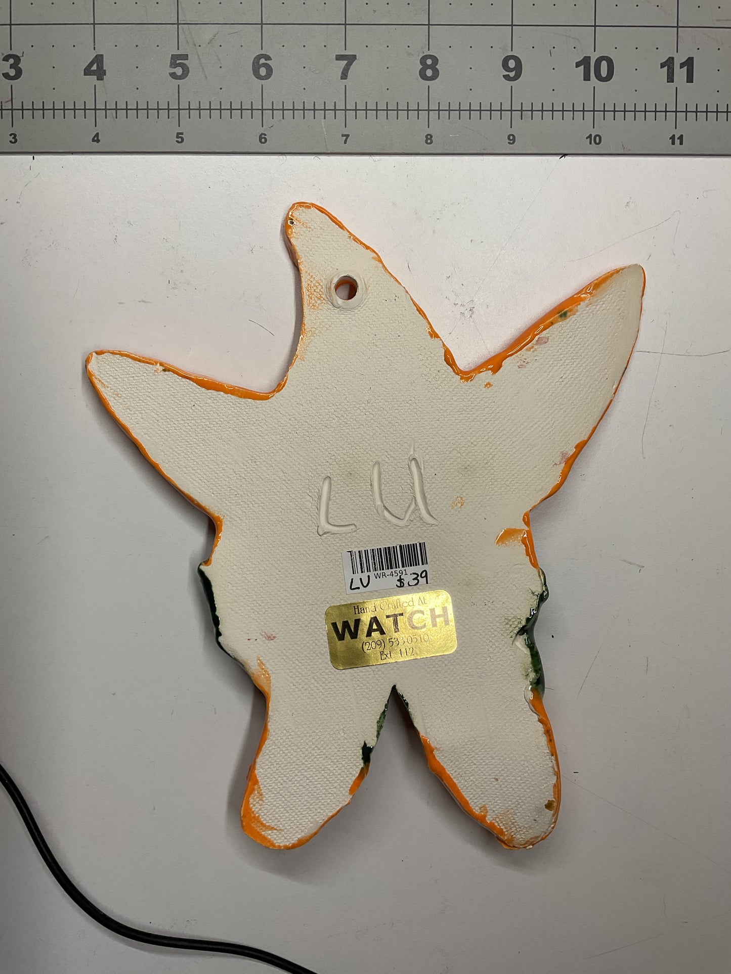 WATCH Resources Art Guild - Ceramic Arts Handmade Clay Crafts Glazed Starfish 7-inch by 8-inch made by Lisa Uptain 4591