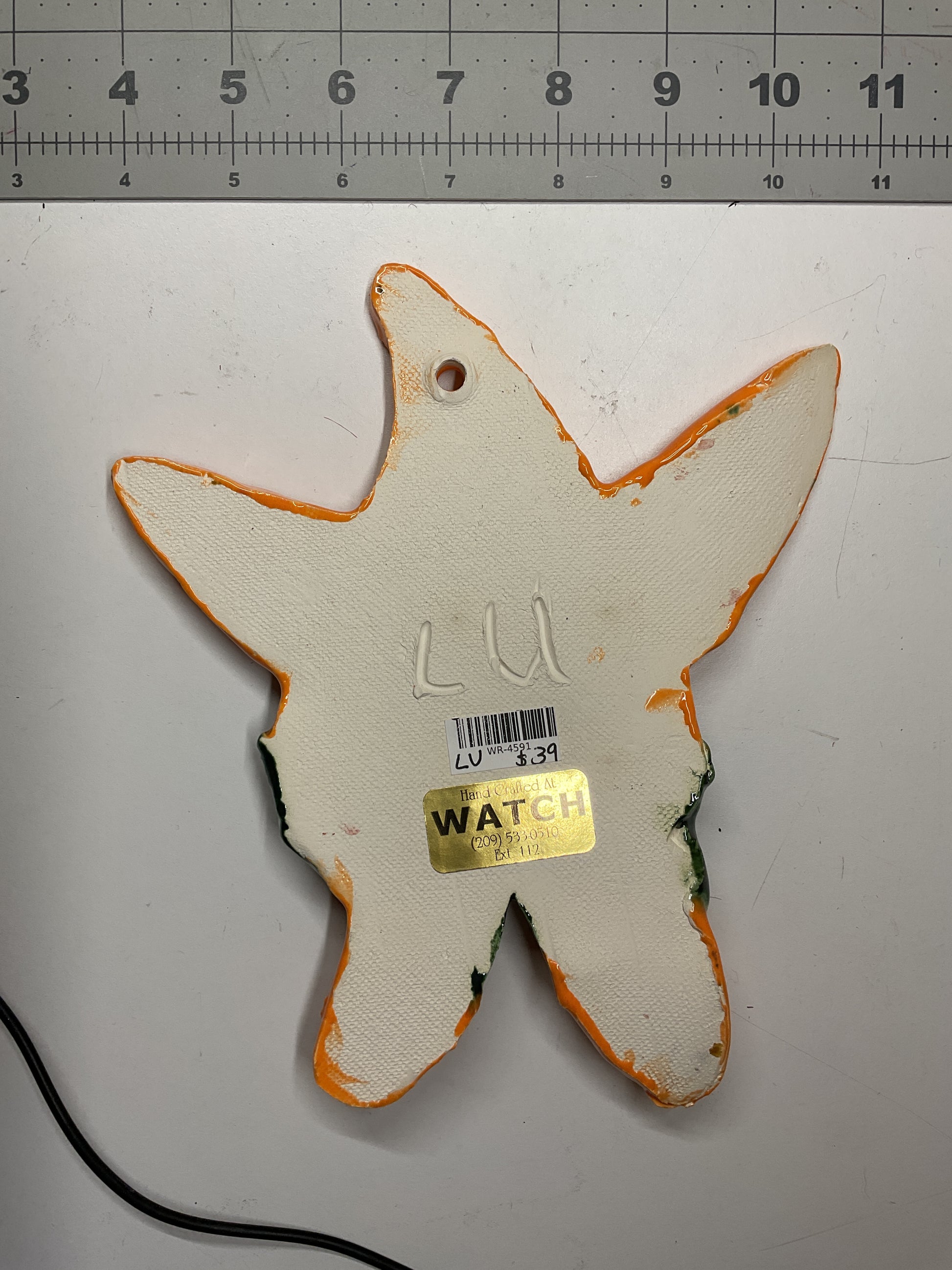 WATCH Resources Art Guild - Ceramic Arts Handmade Clay Crafts Glazed Starfish 7-inch by 8-inch made by Lisa Uptain 4591