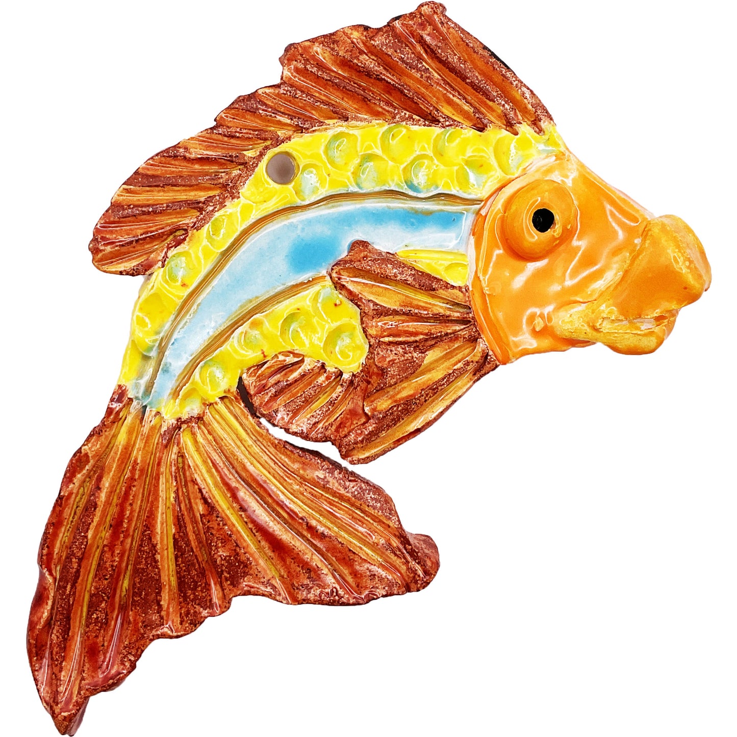 WATCH Resources Art Guild - Handmade Ceramic Arts: Glazed Fish with Lips 6.5-inch x 4.5-inch by Karissa Archer and Anonymous 4640