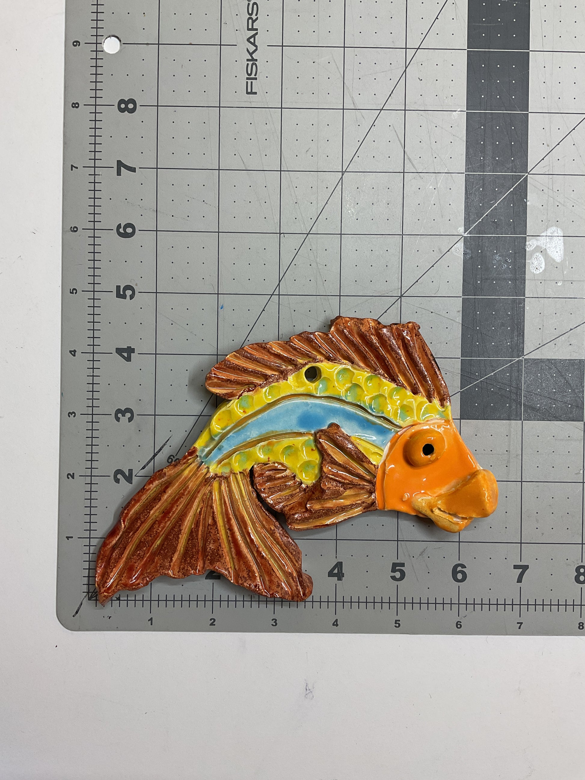 WATCH Resources Art Guild - Handmade Ceramic Arts: Glazed Fish with Lips 6.5-inch x 4.5-inch by Karissa Archer and Anonymous 4640