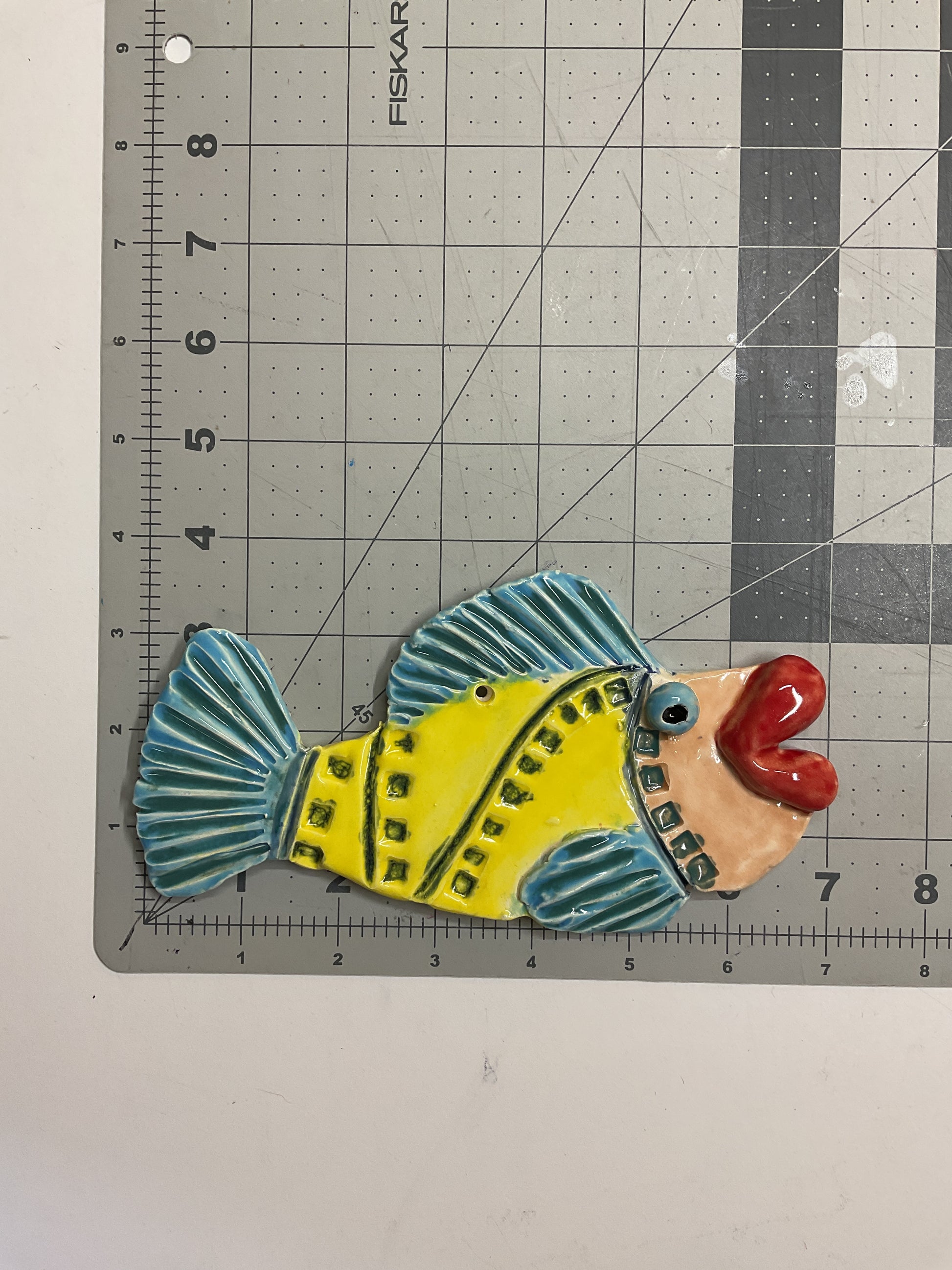 WATCH Resources Art Guild - Handmade Ceramic Arts: Glazed Fish with Lips 7-inch x 3.5-inch by Whitney Davis 4648