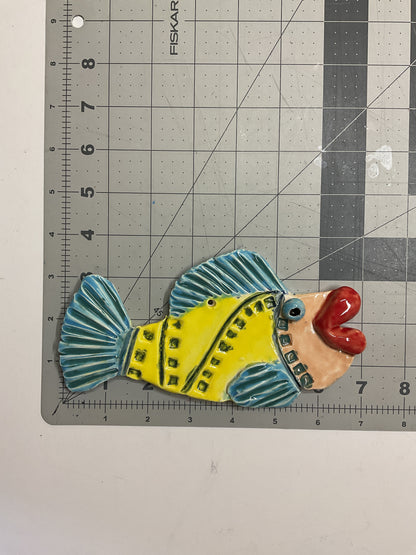WATCH Resources Art Guild - Handmade Ceramic Arts: Glazed Fish with Lips 7-inch x 3.5-inch by Whitney Davis 4648