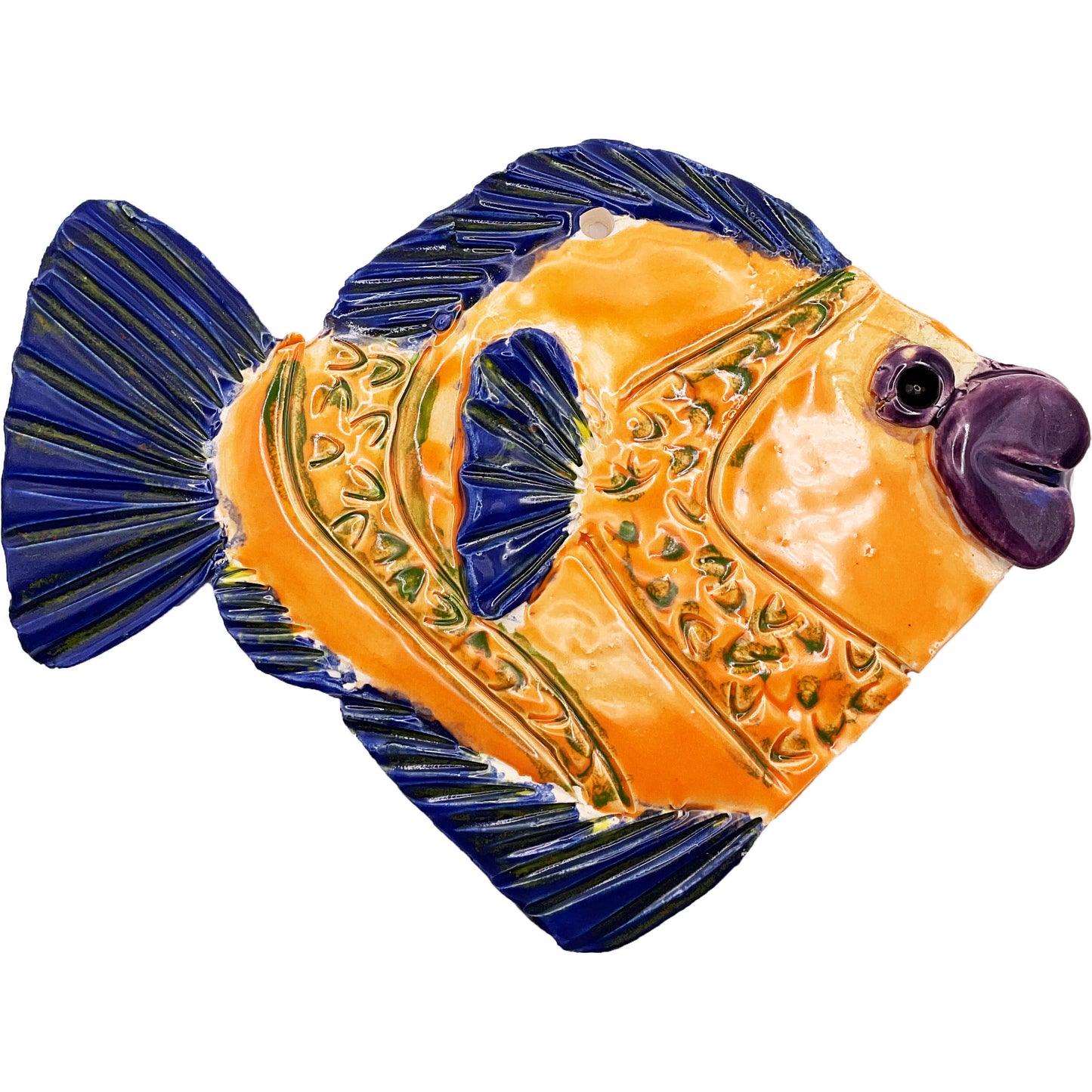 WATCH Resources Art Guild - Handmade Ceramic Arts: Glazed Fish with Lips 7-inch x 5-inch by Lisa Uptain and Anonymous 4644
