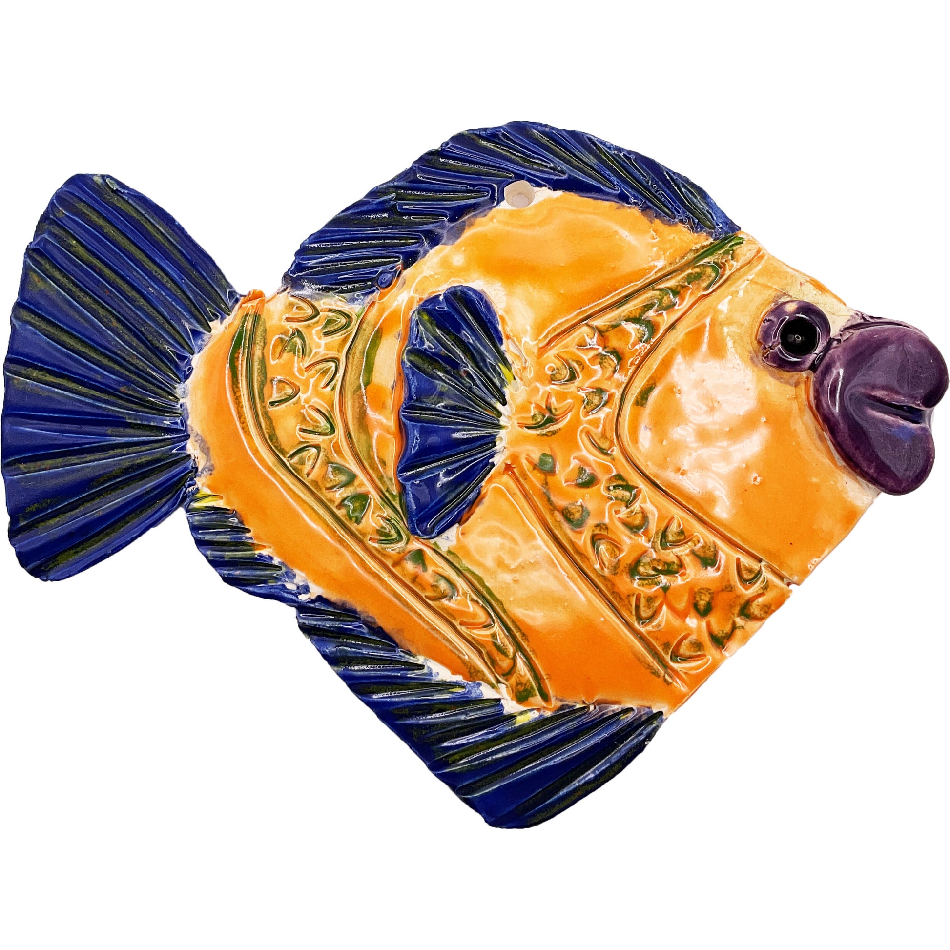 WATCH Resources Art Guild - Handmade Ceramic Arts: Glazed Fish with Lips 7-inch x 5-inch by Lisa Uptain and Anonymous 4644