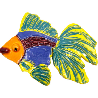 Handmade Ceramic Arts: Glazed Fish with Lips 7-inch x 5.5-inch by Janice Stephens