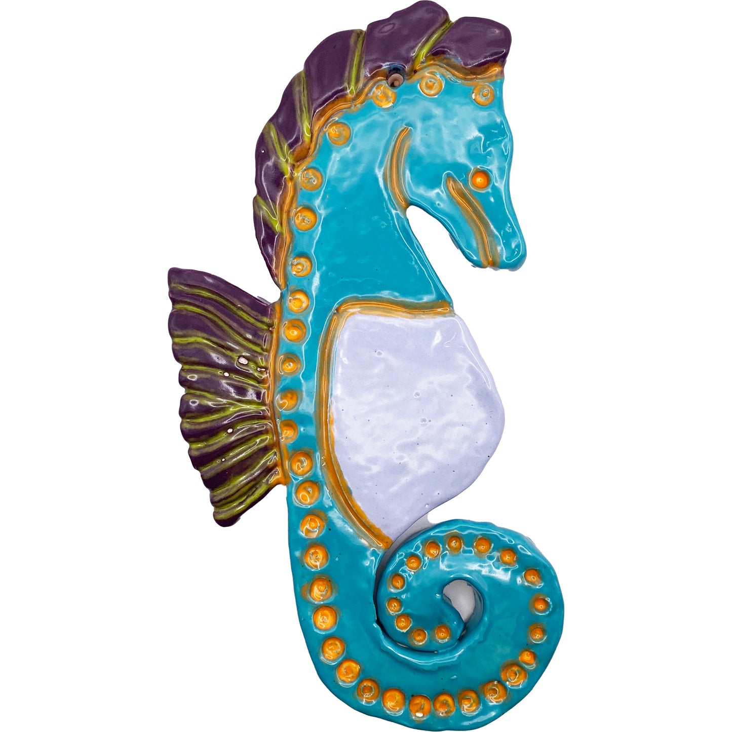 Handmade Ceramic Arts: Glazed Seahorse 7.5-inch x 4-inch by Angelina Vida White