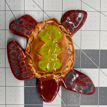 Handmade Ceramic Arts: Glazed Turtle 5-inch x 5-inch by Lisa Uptain and Janice Stephens