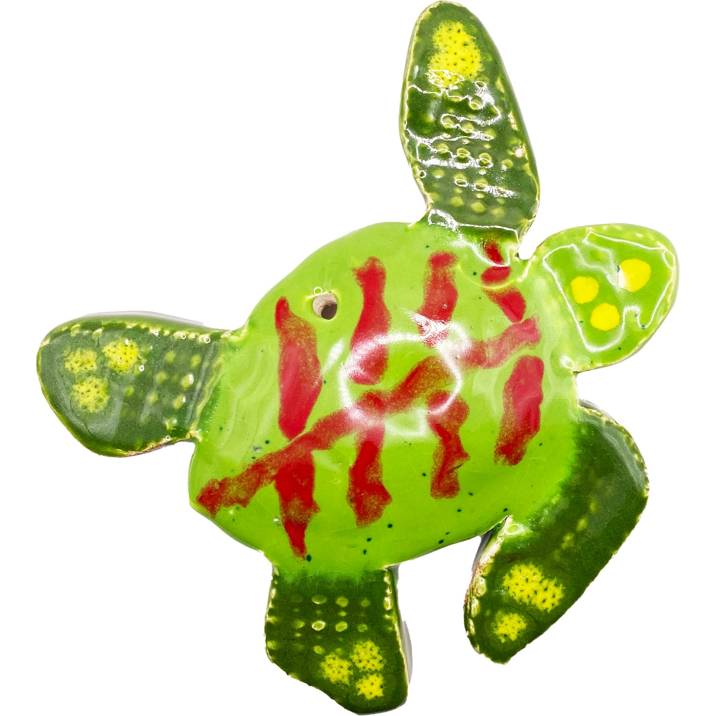 Handmade Ceramic Arts: Glazed Turtle 5-inch x 5-inch by Lisa Uptain and Janice Stephens