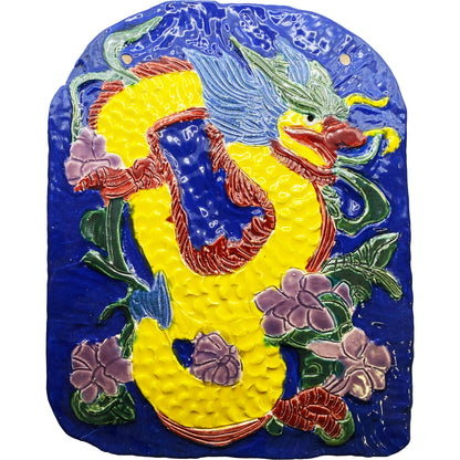 Handmade Ceramic Arts: Glazed Dragon Wall Plaque 10.5-inch x 8.5-inch by Lisa Uptain